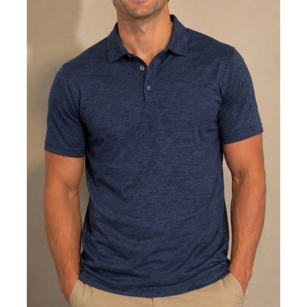 BCG Men's Size Large Navy Blue Short Sleeve Polo Shirt Polyester